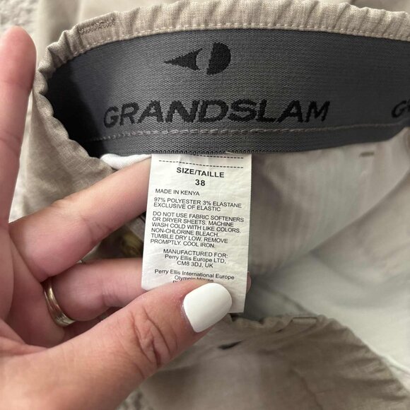 Men's Like New Khaki Grandslam Classic Dress Shorts with Slanted Pockets Size 38 - Picture 4 of 4